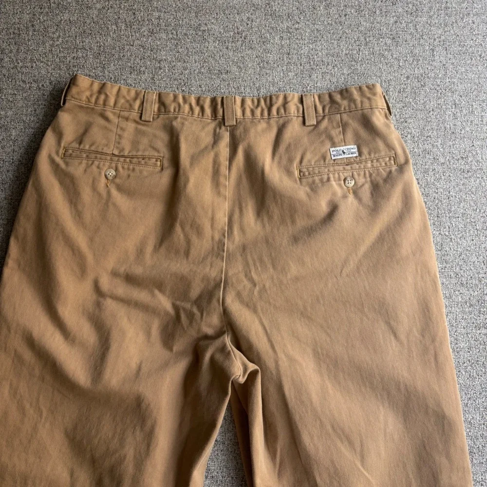 Polo Ralph Lauren Pants Mens Fit 34x28 Andrew Pant Brown Pleated VTG Made in USA